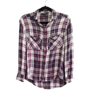 Express Red and Blue Plaid Shirt